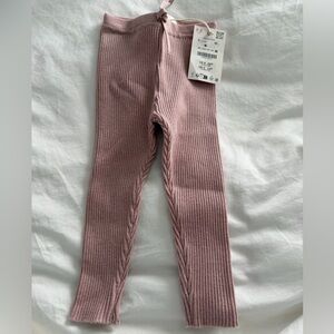 Kids Ribbed Knit Leggings - Pink